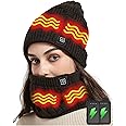 CYCYHEAT Heated Hat - Men and Women Neck Warmer Scarf & Heating Hats Set, 4000mAh Battery Pack, 3 Temperature Control