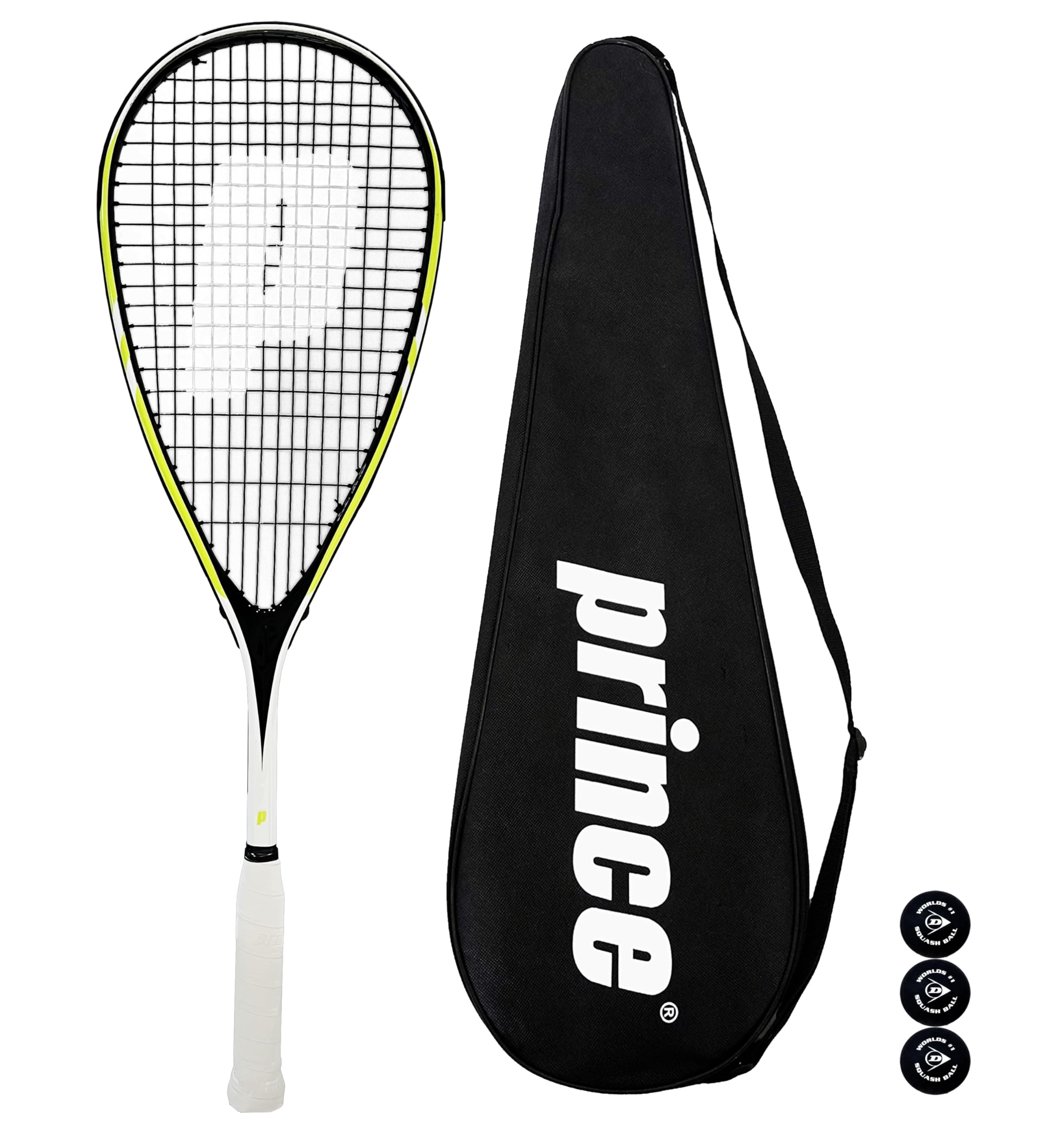Prince Team 400 & 450 Squash Racket Series, including Full Length Protective Squash Racket Cover & 3 Squash Balls (Team Rebel 450)