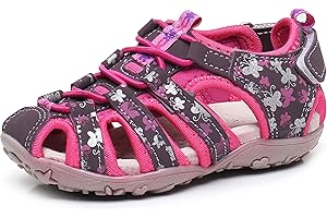 Apakowa Kids Girls Soft Sole Closed Toe Sandals Summer Shoes with Arch Support (Toddler/Little Kid)