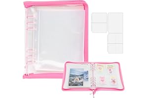 HEAROO A5 Sticker Storage Binder with Zipper Closure, Reusable Sticker Organizer Album with Pockets, Perfect for Collecting, Organizing, and Displaying Stickers (Pink)