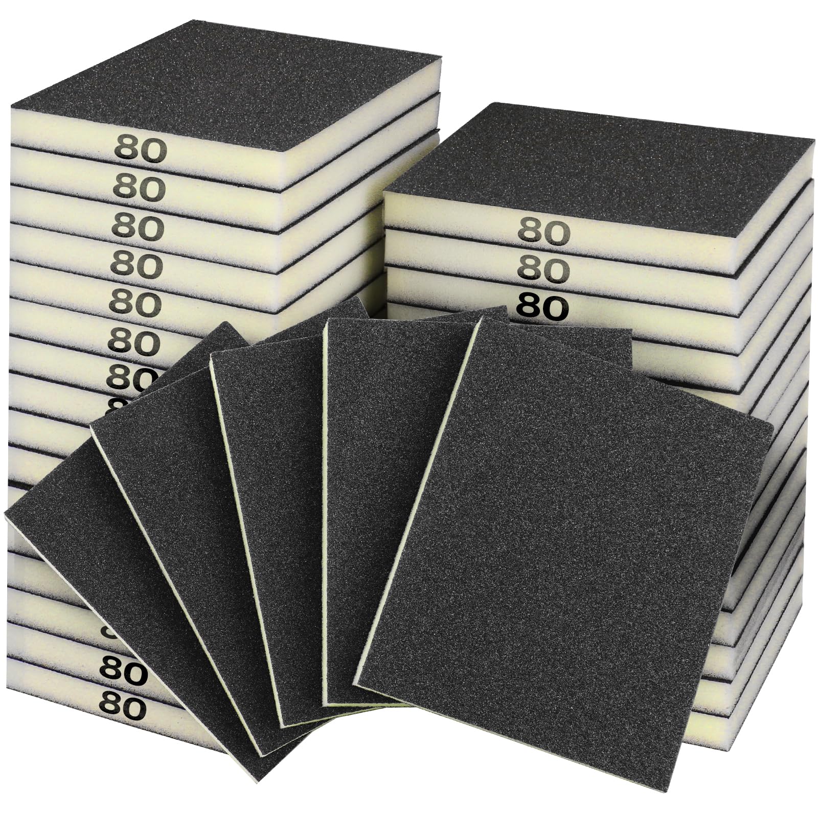 Sruhrak 18 PCS Sanding Sponge Set 80 Grits, Flexible Sanding Pads Wet Dry Reusable Sanding Block Sandpaper Block for Wood, Plastic, Drywall and Metal Polis