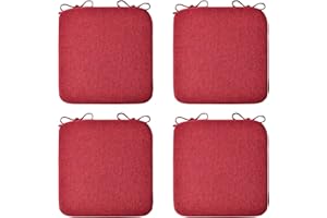 COSNUOSA Square Chair Cushions Dining Chair Cushions with Ties Non Slip Kitchen Dining Chair Pads Seat Cushion Set 16 x 16 Inches Wine Red 4 Pcs
