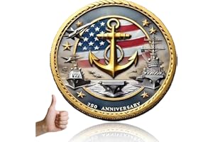 TYMLINYU Navy 250th Anniversary Challenge Coin – 1.57" Gold-Plated Military Collectible – Dual-Sided Warship & Jet Design – Navy Veteran Gift Keepsake (Type B)