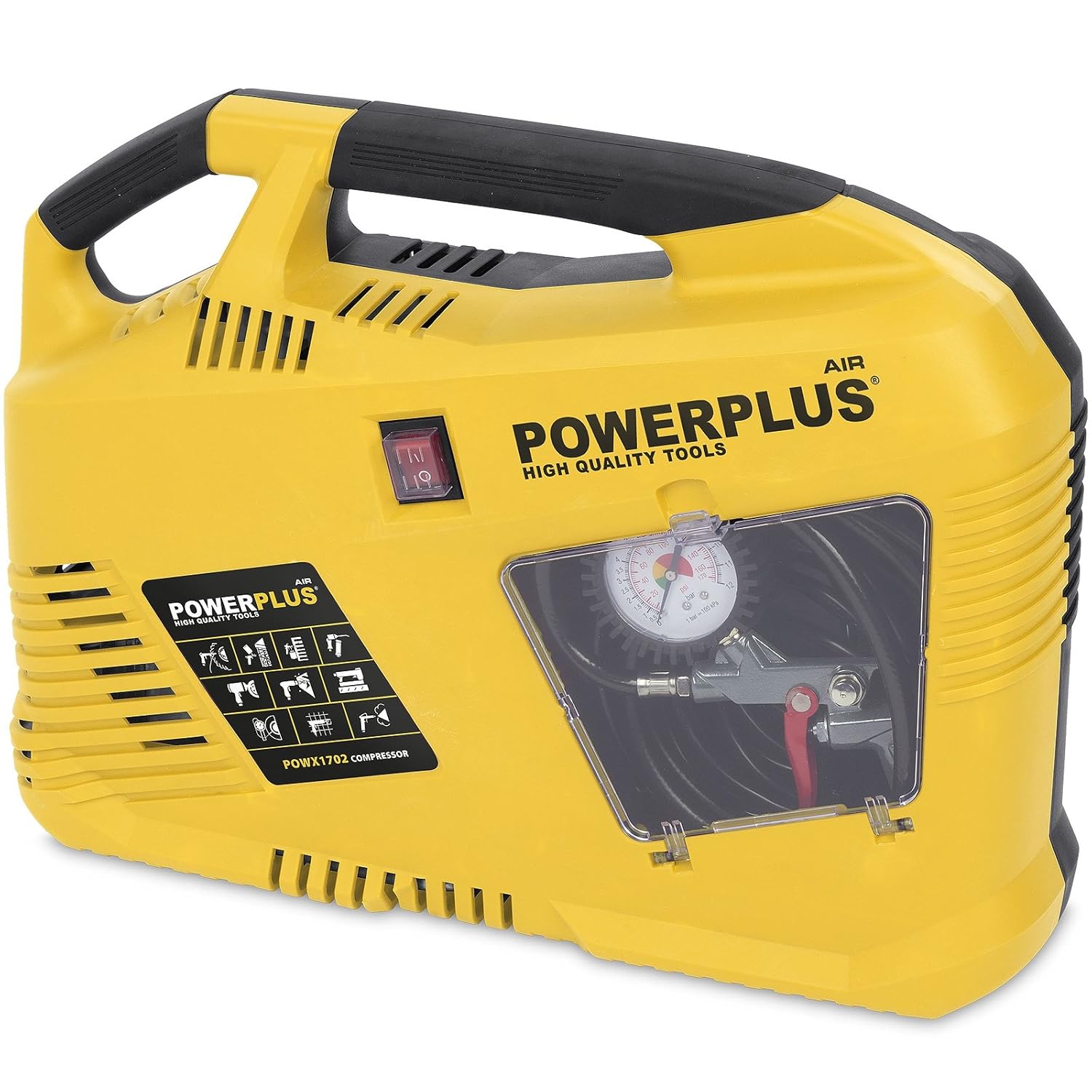 PowerPlus POWX1703 - Compresor 1100W + 8Pzs Sin Aceite