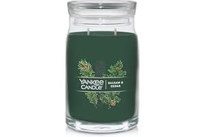 Yankee Candle Balsam & Cedar Scented Signature 20oz Large Jar 2-Wick Candle Over 60 Hours of Burn Time Christmas | Holiday