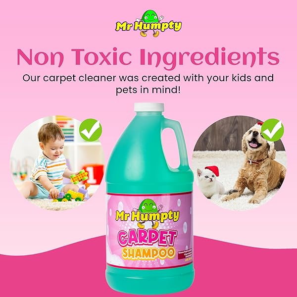 MR HUMPTY CARPET SHAMPOO CONCENTRATE – POWERFUL CARPET CLEANING CONCENTRATE, CLEANS AND REFRESHES HEAVILY SOILED CARPET, COMMERCIAL GRADE, 1 YEAR SUPPLY 1.89L (64OZ)