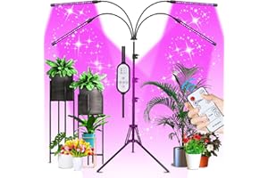 Sondiko LED Grow Light for Indoor Plants- Plant Growing Lamp with Tripod Stand, Auto ON/Off 4/8/12H Timer, 10 Dimmable Bright