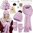 Katech Beginner Knitting Kit for Adults & Kids - Learn to Knit with Step-by-Step Instructions - Complete Hat, Scarf, Gloves Starter Kit