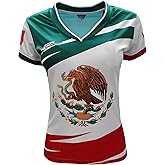 ARZA Women’s Mexico‑Inspired Soccer Fan Jersey – Sublimated Tricolor Flag‑Style Design, V‑Neck Lightweight Shirt