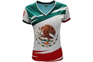 ARZA Mexico National Women's Soccer Jersey, V-Neck, Short Sleeve, Tricolor Flag Design, Fitted