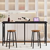 CHOEZON 63'' Bar Table, Kitchen Dining Table with Power Outlet and Footrest, Industrial Style, for Pub, Living Room, Black TBT07UBB