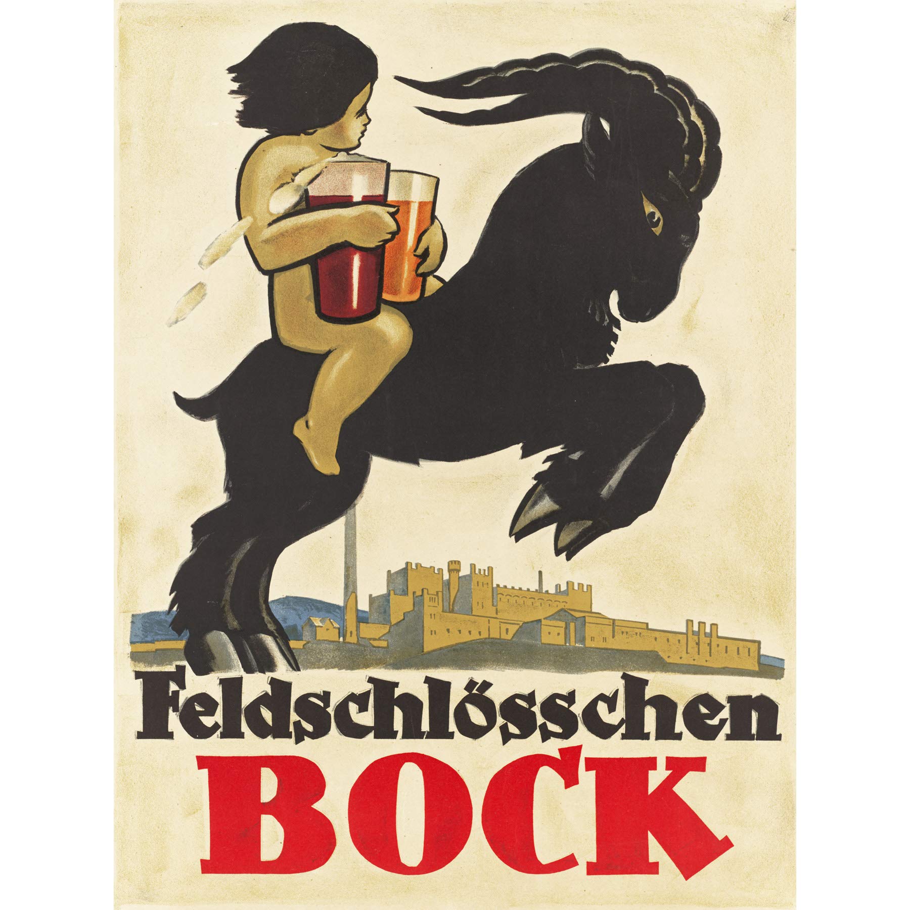 Trub & Co. Feldschlosschen Goat Beer Ale Advert Large Wall Art Print Canvas Premium Mural