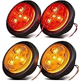 NEW SUN 2.5" LED Clearance Marker Lights for Trailer 4 Diodes Round LED Flush Mount Marker Lights 2 Amber+2 Red