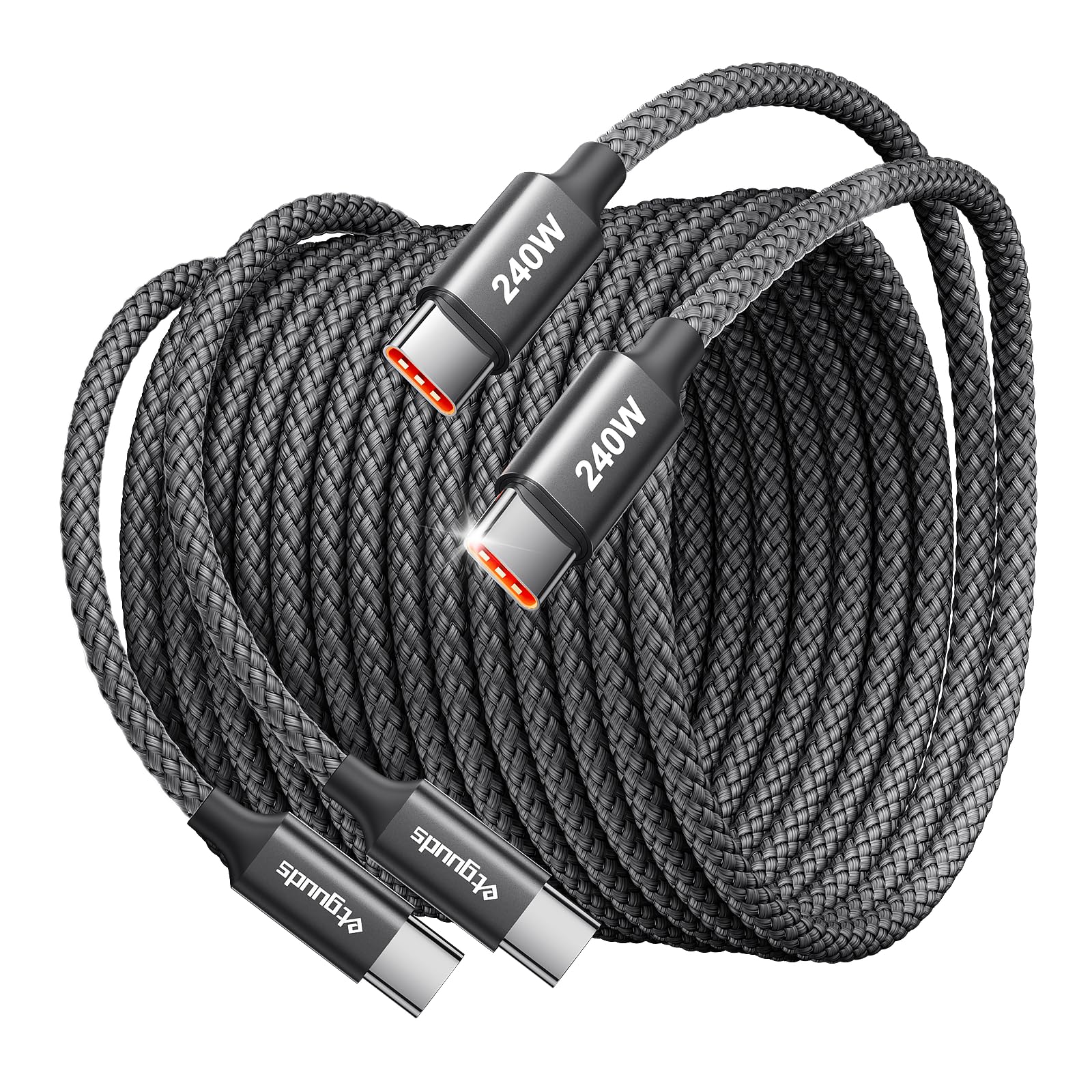 Photo 1 of etguuds 240W USB C to USB C Cable 10ft, 2-Pack, Super Fast Charging Type C Charger Cord for iPhone 17 16 15 Series, Samsung Galasy S25 S24, for MacBook iPad Steam Deck Switch USBC Laptop