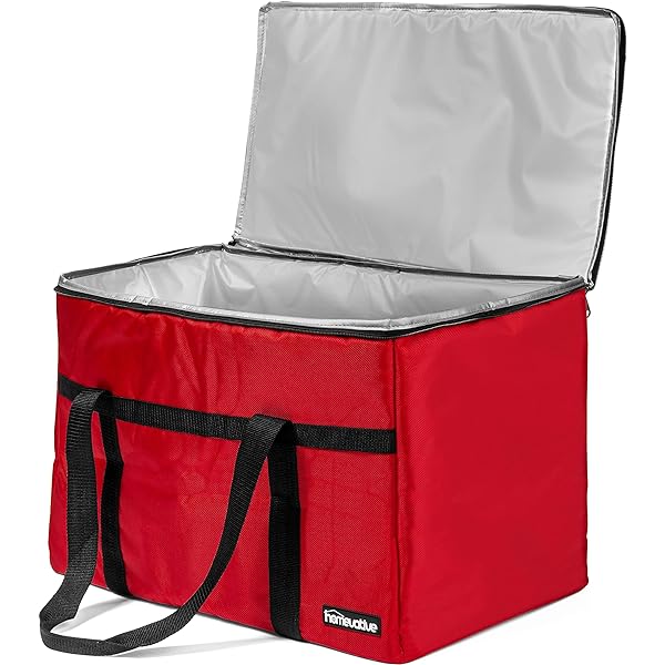 sterno delivery leak proof insulated food carrier bag red