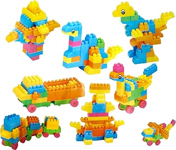 Fusine 74 Pieces Blocks Stack Fun Building Game for Kids ( Small Size )
