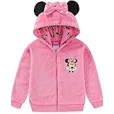Disney Minnie Mouse Girls Zip Up Coral Fleece Hoodie with Bow and Ears for Toddler and Big Kids