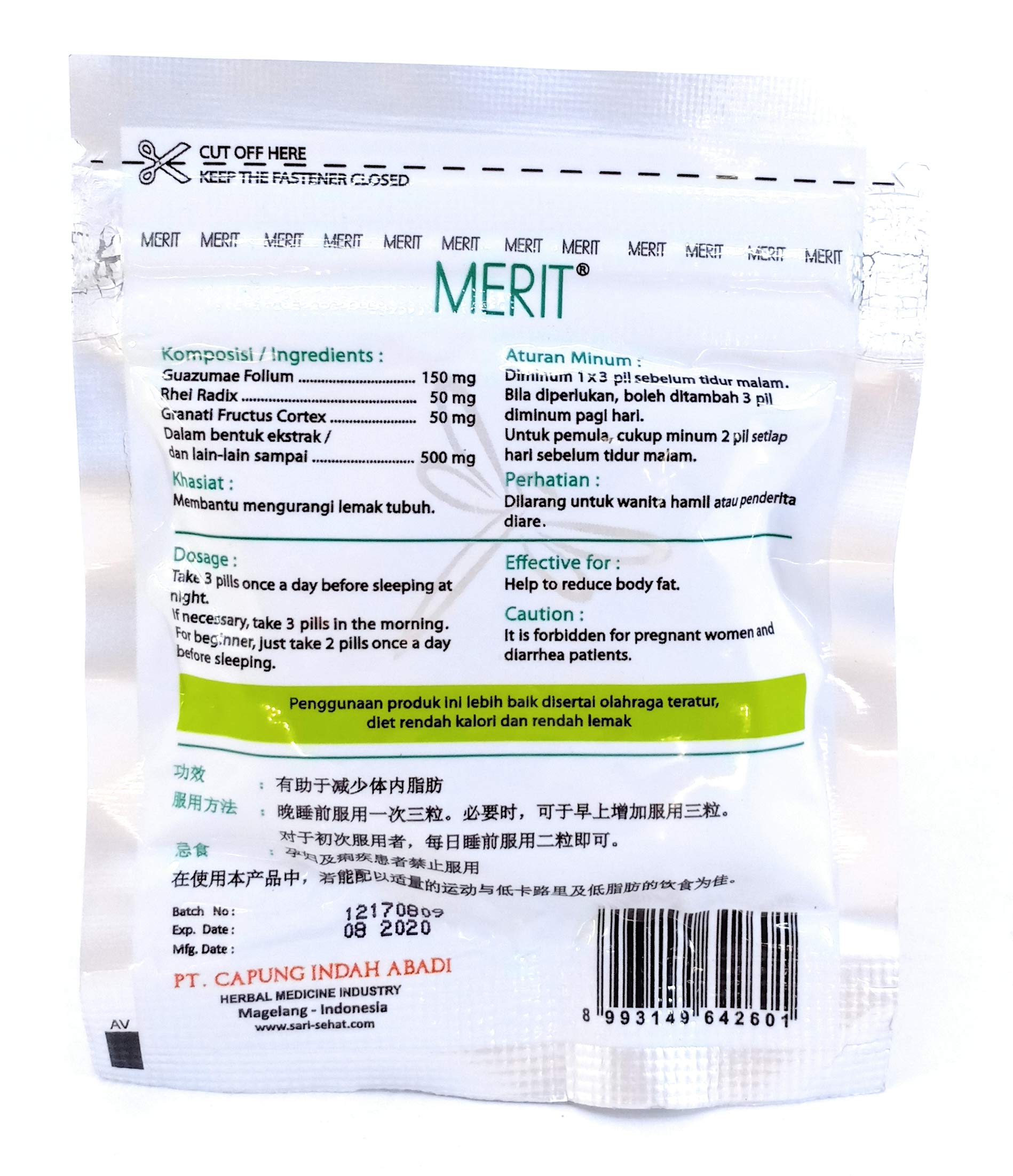 Jamu Merit Herbal Slimming Pills 10 X 30 Pills Food Suplemen
