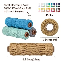 36 Colors Macrame Cord 3mm x 1188 Yards Natural