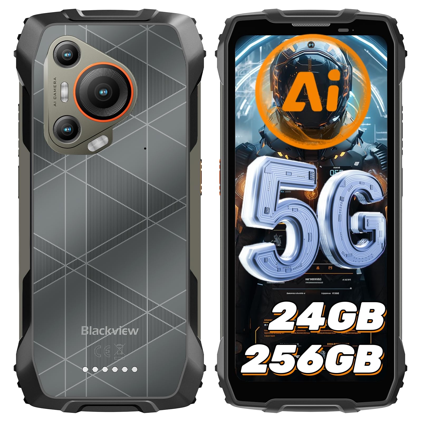 Blackview BL7000 AI 5G Outdoor Handy Android 15-24GB+256GB/2TB MTK Dimensity 6300, 120HZ 2.4K FHD+ 6.78", 50MP+32MP, Nachtsicht 20MP, Outdoor Smartphone Ohne Vertrag, Face ID/GPS/NFC/OTG