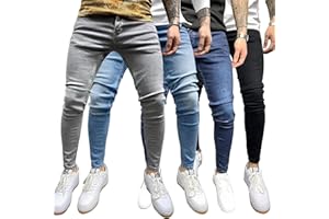 Men's Skinny Fit Wash Denim Jeans Stretch Casual Streetwear Denim Pants Daily Wear Slim Contoured Silhouette Soft Comfortable