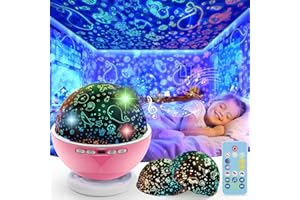 BAISIQILB Kids Star Night Light, Night Light Projector,Nebula Star Projector 360 Degree Rotation - 6 LED Bulbs 18 Light Color Changing with USB Cable, Romantic Gifts for Men Women Children (Pink)