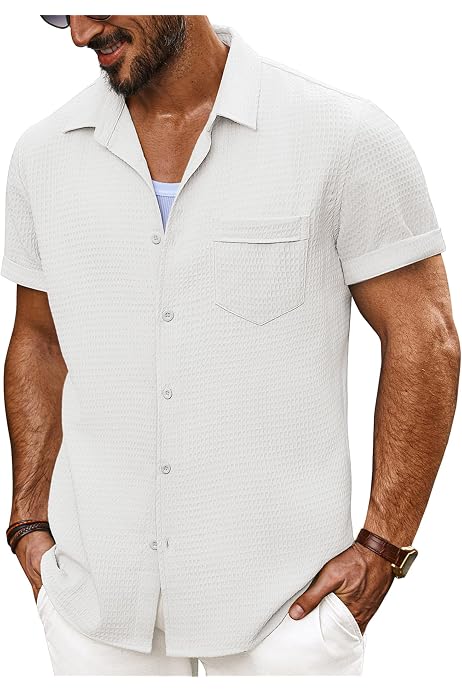 Camisa Manga Corta Hombre PJ PAUL JONES | Algodón 98% Poliéster 2% | Colores Blanco, Azul Marino, Negro, Albaricoque | Tallas S-2XL