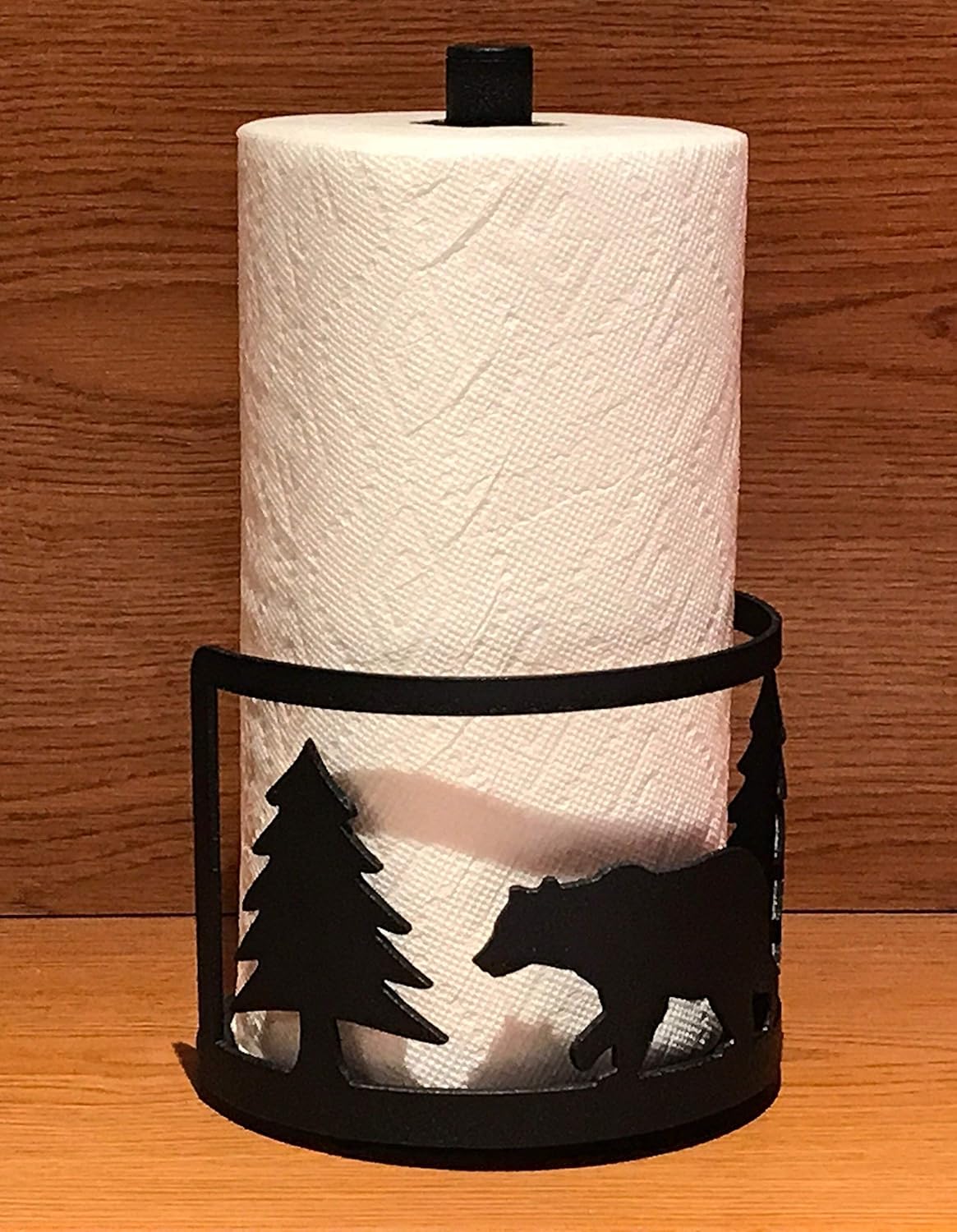 Made in USA Bear Themed Steel Paper Towel Rack Handmade