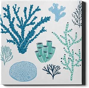 Impresión de lienzo para niñas Criatura marina Corales Pintura de algas