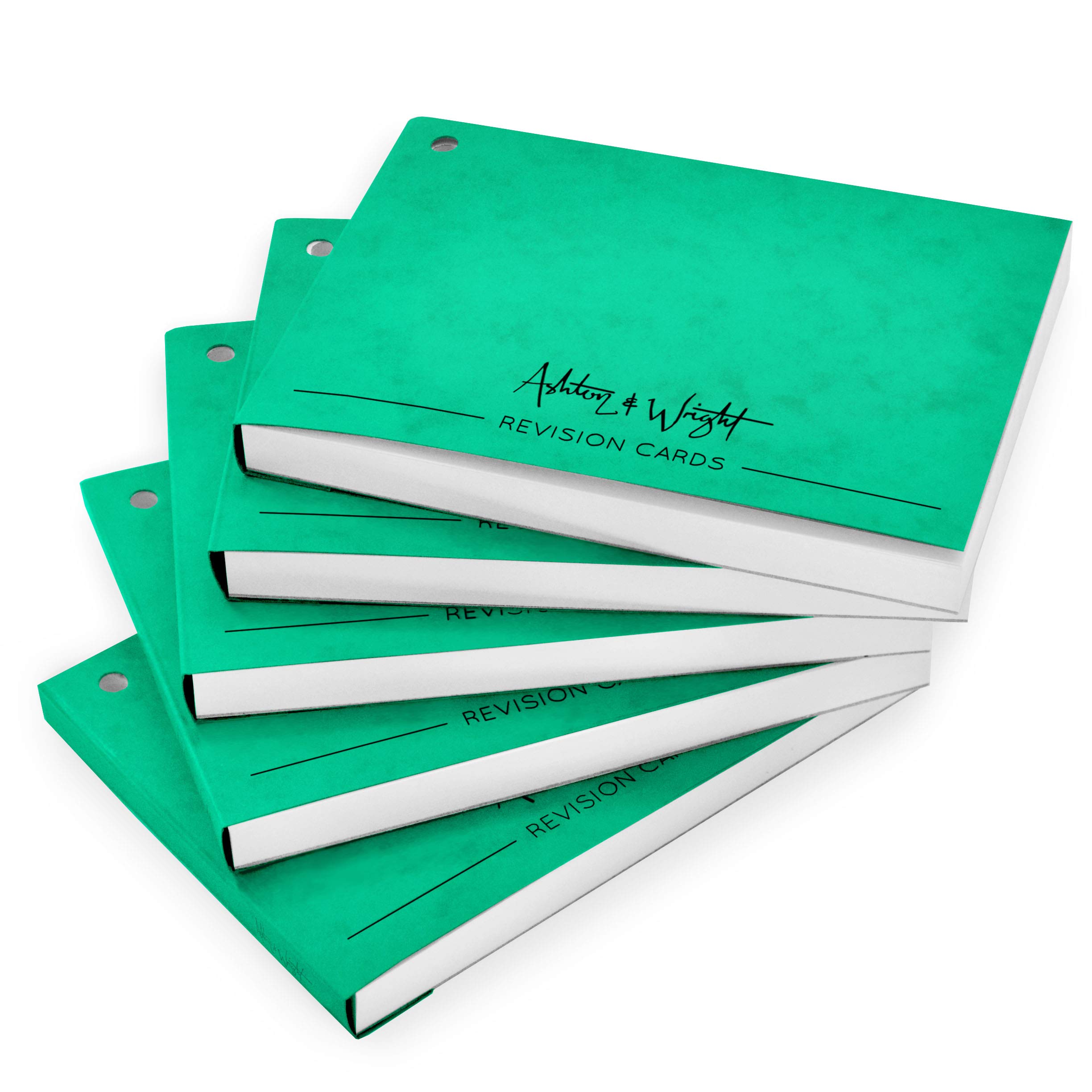 Ashton and Wright Revision Cards Book - Gummed Spine - 14.9 x 10.8cm - 50 Sheets - Green Mottled Cover - Pack of 5