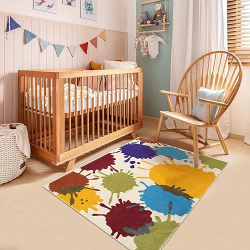 STARUIA Colorful Kids Room Rug, 3'x5' Machine Washable Rug for