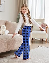 Arshiner Pajama Pants for Girls Long Sleep Plaid