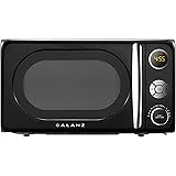 Galanz GLCMKA07BKR-07 Microwave Oven, LED Lighting, Pull Handle Design, Child Lock, Retro, 0.7 Cu.Ft, Vinyl Black