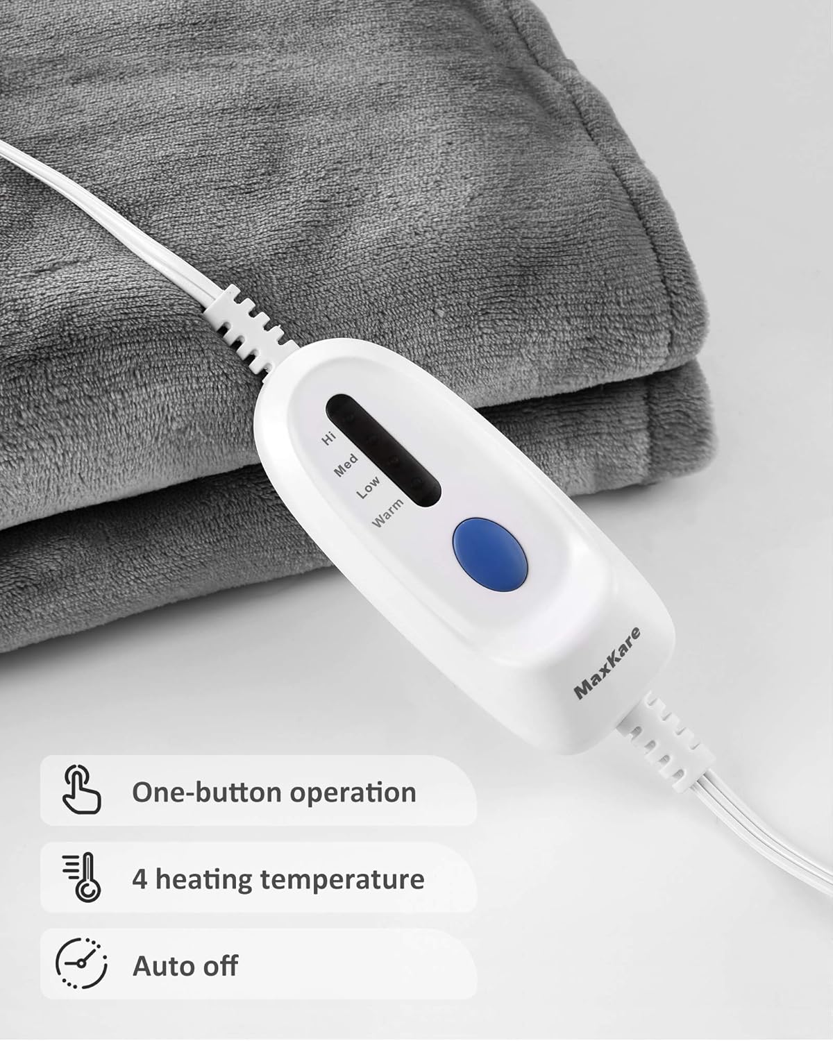 Electric Heated Blanket Twin 62" x 84" Large Heating Throw Blanket with 4 Heating Levels & Timer 10 Hours Auto Off, Machine Washable, Warm Comfort Blanket for Home Office Bed Sofa: Kitchen & Dining