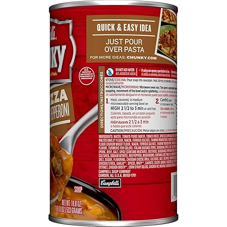 Amazon.com : Campbells Chunky Soup, Hearty Pizza with ...