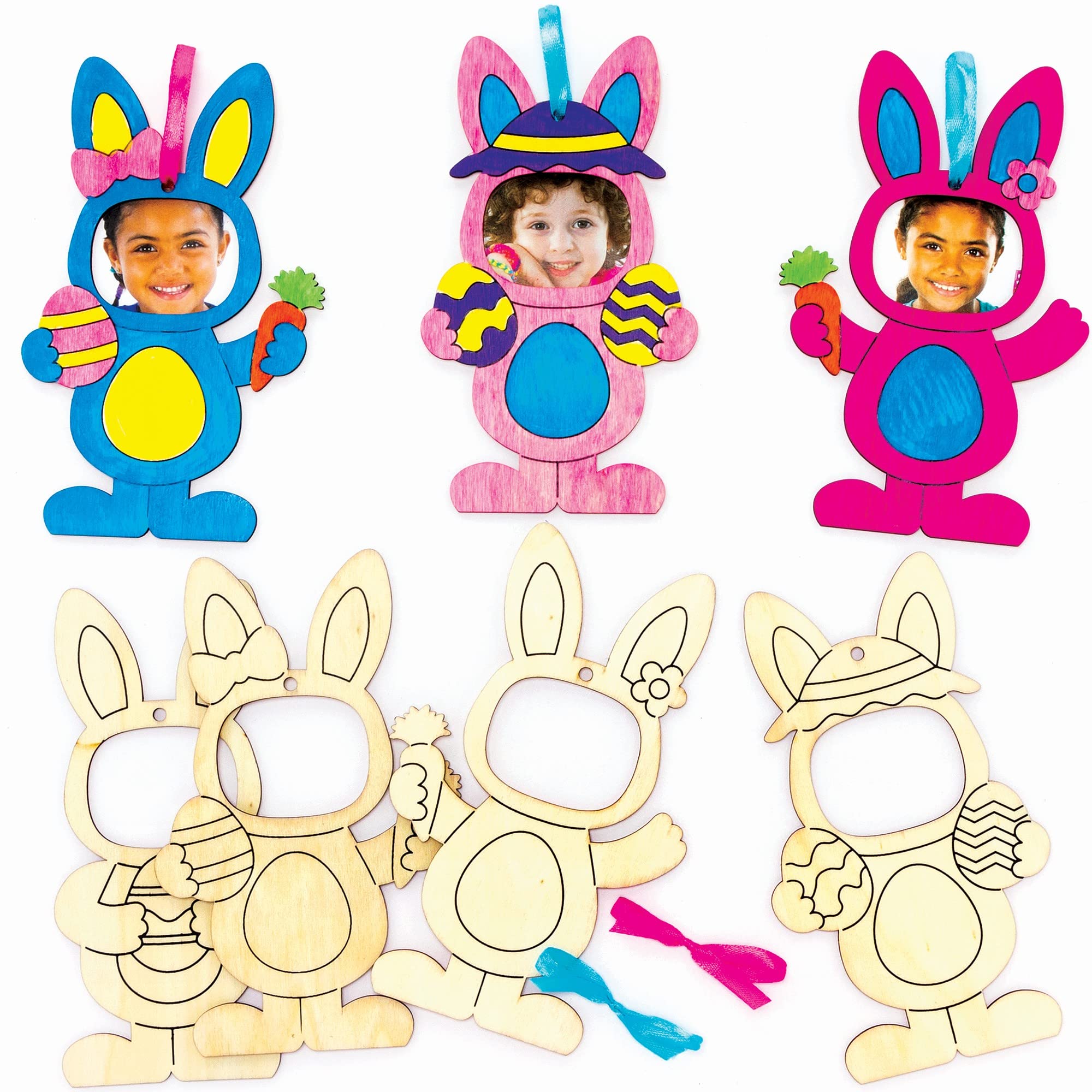 Baker Ross Easter Bunny Wooden Photo Frames - Pack of 10, Wood Easter Crafts for Children (FC610)