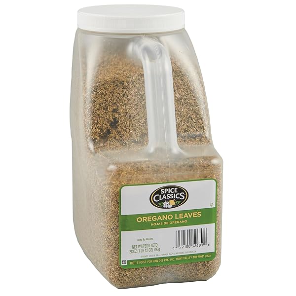 SPICE CLASSICS OREGANO LEAVES, 1.75 LB – ONE 1.75 POUND CONTAINER OF DRIED OREGANO LEAVES FOR BACK-OF-HOUSE USE, PERFECT FOR PASTAS, PIZZA SAUCES, MARINADES, VEGETABLES AND MORE