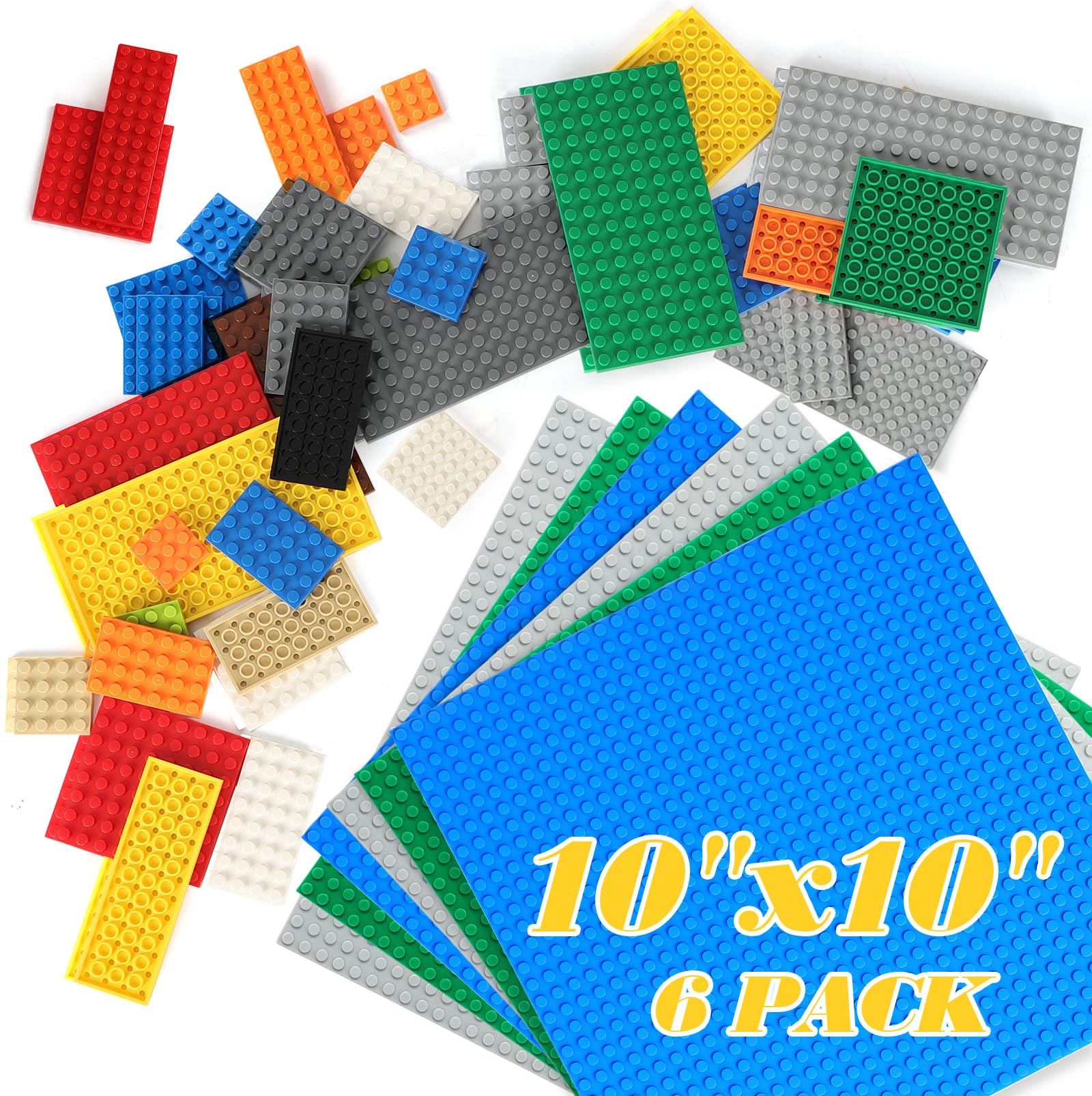 Lekebaby Classic Baseplates Building Base Plates for Building Bricks, 32 Pieces of Small Bases & 6 Pieces of 32x 32 Baseplates 100% Compatible with Major Brands — image 1