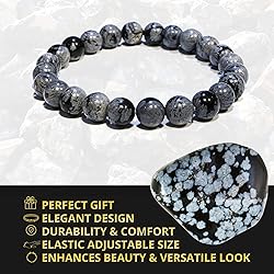 Natural Snowflake Obsidian Gemstone Beads Bracelet