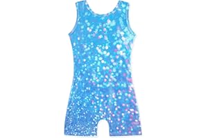 HOZIY Gymnastics Leotards for Girls with Shorts Toddlers Biketards Rainbow Unicorn Dinosaur Mermaid Leopard Flower Galaxy