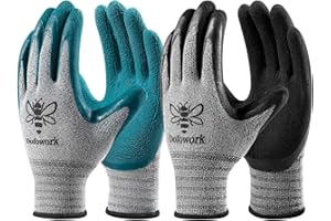 DOFOWORK Gardening Gloves - 6 Pair Gardening Gloves for Women/Men, Breathable Natural Latex Garden Gloves with Grip