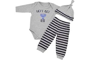 UNIQUE BABY Baby Boys Girls 3pc Outfit Set Long Sleeve Bodysuit with Pants and Cap