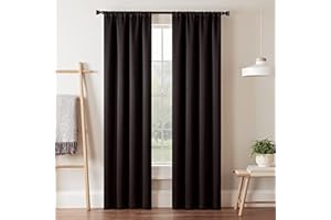ECLIPSE Blackout Curtains for Bedroom-Darrell 37" x 84" Insulated Darkening Single Panel Rod Pocket Window Treatment Living Room, Black