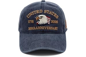 WIKFZRO United States 250th Anniversary Hat, USA Baseball Cap 1776-2026 American Eagles Hat Patriotic Embroidered Hats for Men Women