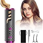 Automatic Curling Iron, Hair Curling Iron for Hair Styling, Cordless Auto Hair Curler, with 6 Temps and Timers, Auto Shut-Off, Fast Heating, Rechargeable Cordless Hair Curler 1 (Gray)