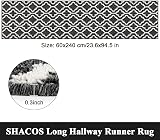 SHACOS Non Slip Hallway Runner Rug 60 x 240 cm Black Geometric Pattern view 7