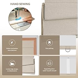 Boolegon No Drill Cordless Roman Shades for