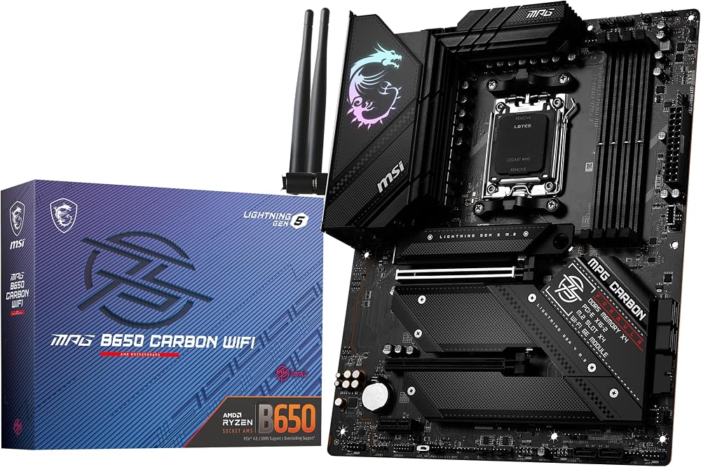 MSI MPG B650 Carbon WiFi Motherboard AM5 Ryzen 7000 DDR5 PCIe 4.0 WiFi 6E