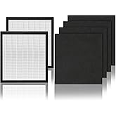 WK01234QPC filters replacement Compatible with Oreck Air Purifier Filter Replacement Model WK10002QPC and Airvantage Plus Pet WK10052QPC, 2 Packs Include 2x Efficient Filter and 4x Carbon Pre-filter