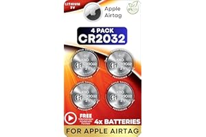 Key Battery Outlet Replacement Batteries for Apple AirTag - 4-Pack CR2032 Button Lithium 3V - Replacement Cell Batteries for Airtags - Cover Fit Apple Tracker Power Accessory